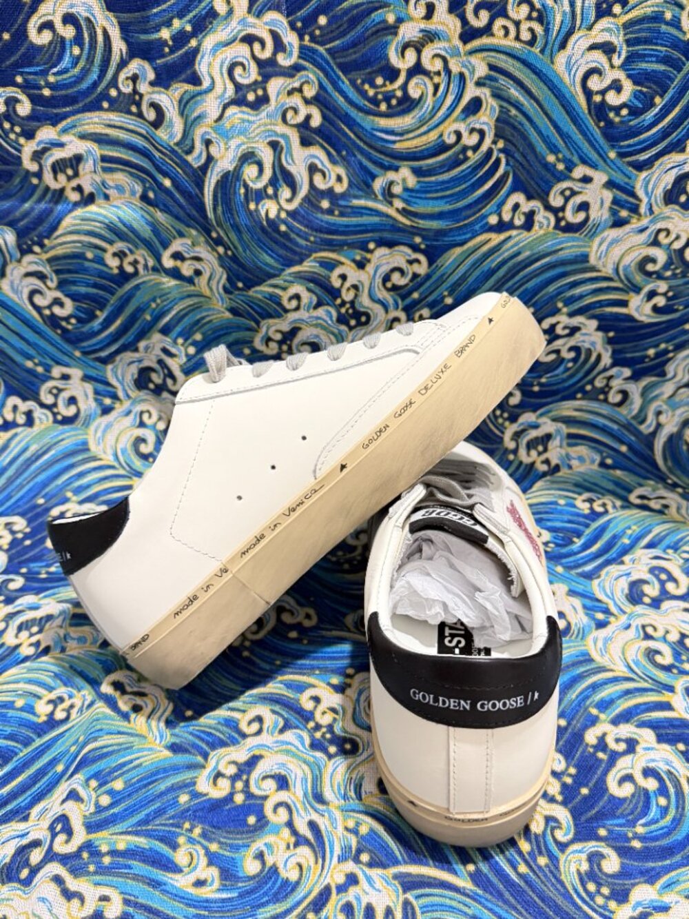 Golden Goose GGDB White Leather Sneakers Pink Glitter Star Unisex Casual Shoes - Picture 3 of 10